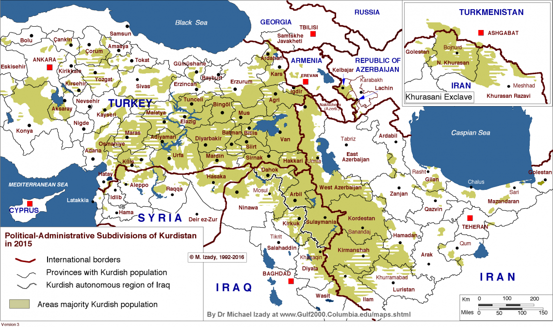 Political-Administrative Subdivisions of Kurdistan in 2015